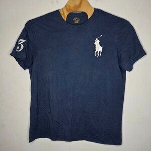 Polo Ralph Lauren Shirt Mens XL Navy Blue Big Pony Number 3 Short Sleeve Casual